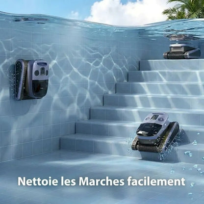 Robot Nettoyeur de Piscine Sonar IA Sans Fil — détail ligne d'eau