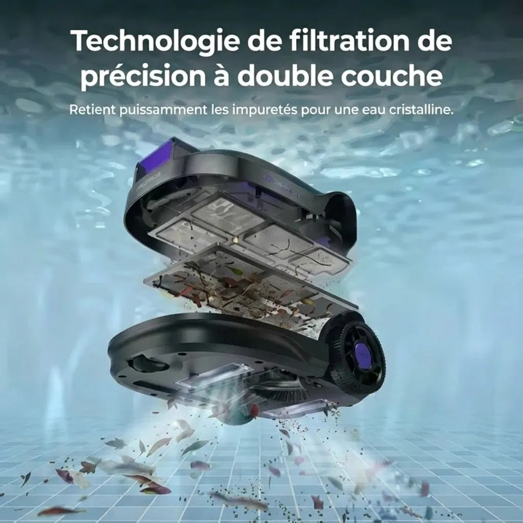 Robot de Piscine Sans Fil Double Moteur — nettoyage du fond et des parois