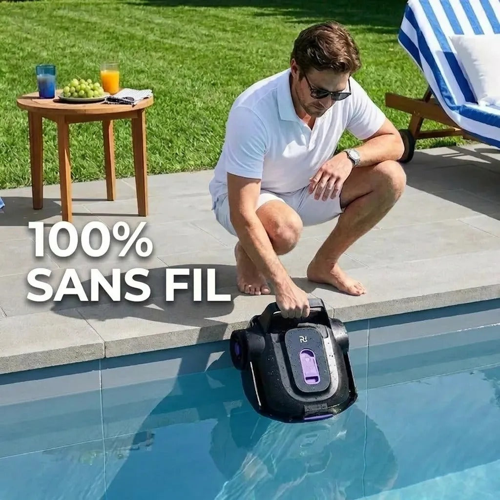 Robot de Piscine Sans Fil Double Moteur — détail ligne d'eau