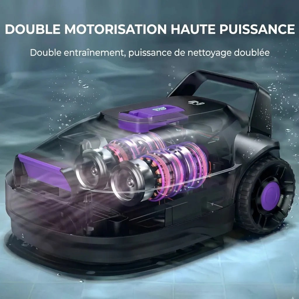 Robot de Piscine Sans Fil Double Moteur — navigation intelligente
