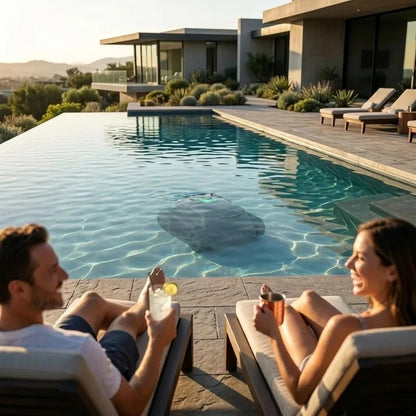 Robot de Piscine Triple Moteur Sans Fil — en fonctionnement dans la piscine