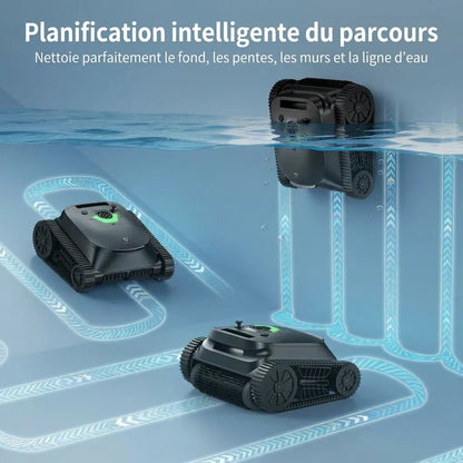 Robot de Piscine Triple Moteur Sans Fil — nettoyage du fond et des parois