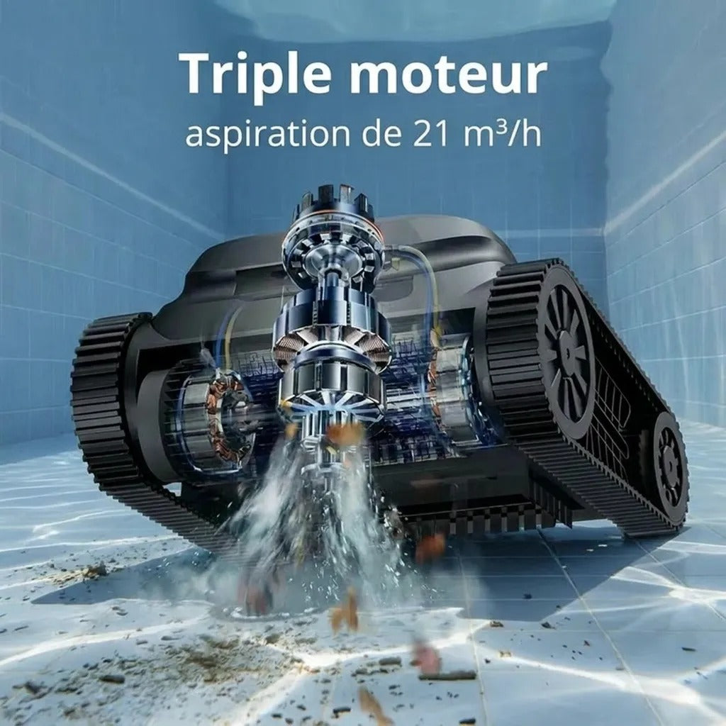 Robot de Piscine Triple Moteur Sans Fil — détail ligne d'eau
