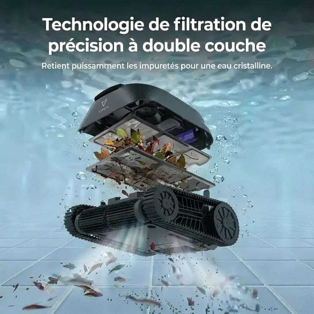 Robot de Piscine Triple Moteur Sans Fil — récupération au bord du bassin
